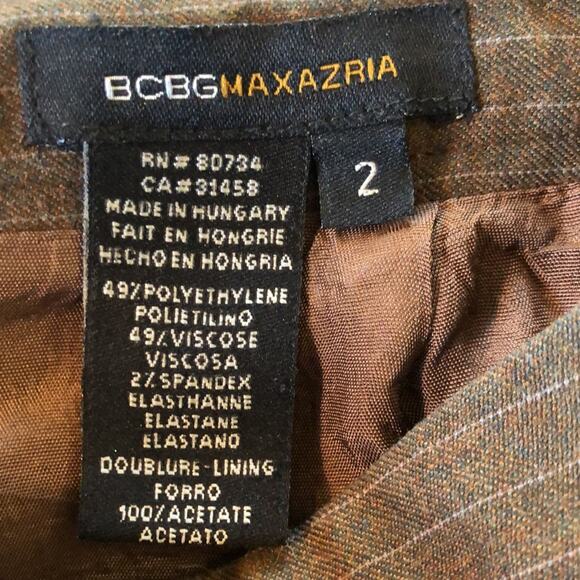 BCBGMaxAzria Brown Skirt Diagonal Stripe Size 2 - Picture 5 of 5